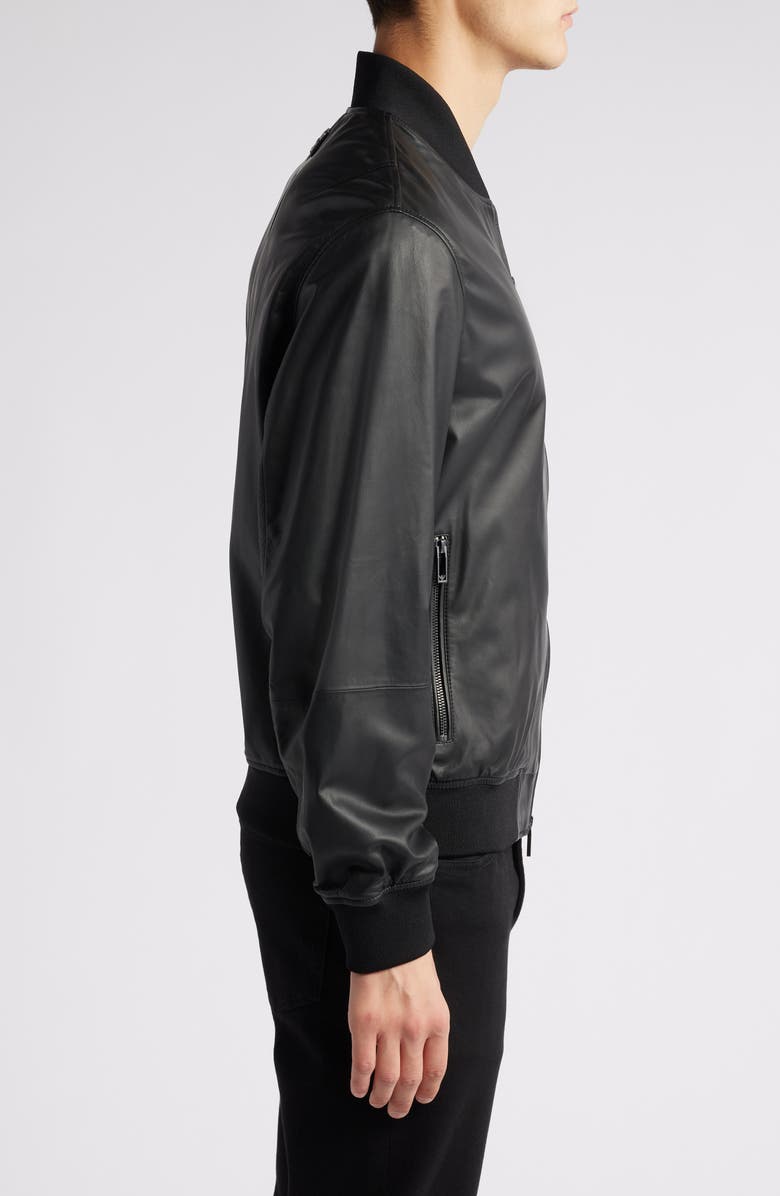 Emporio Armani Brown Leather Bomber Jacket, Alternate, color,