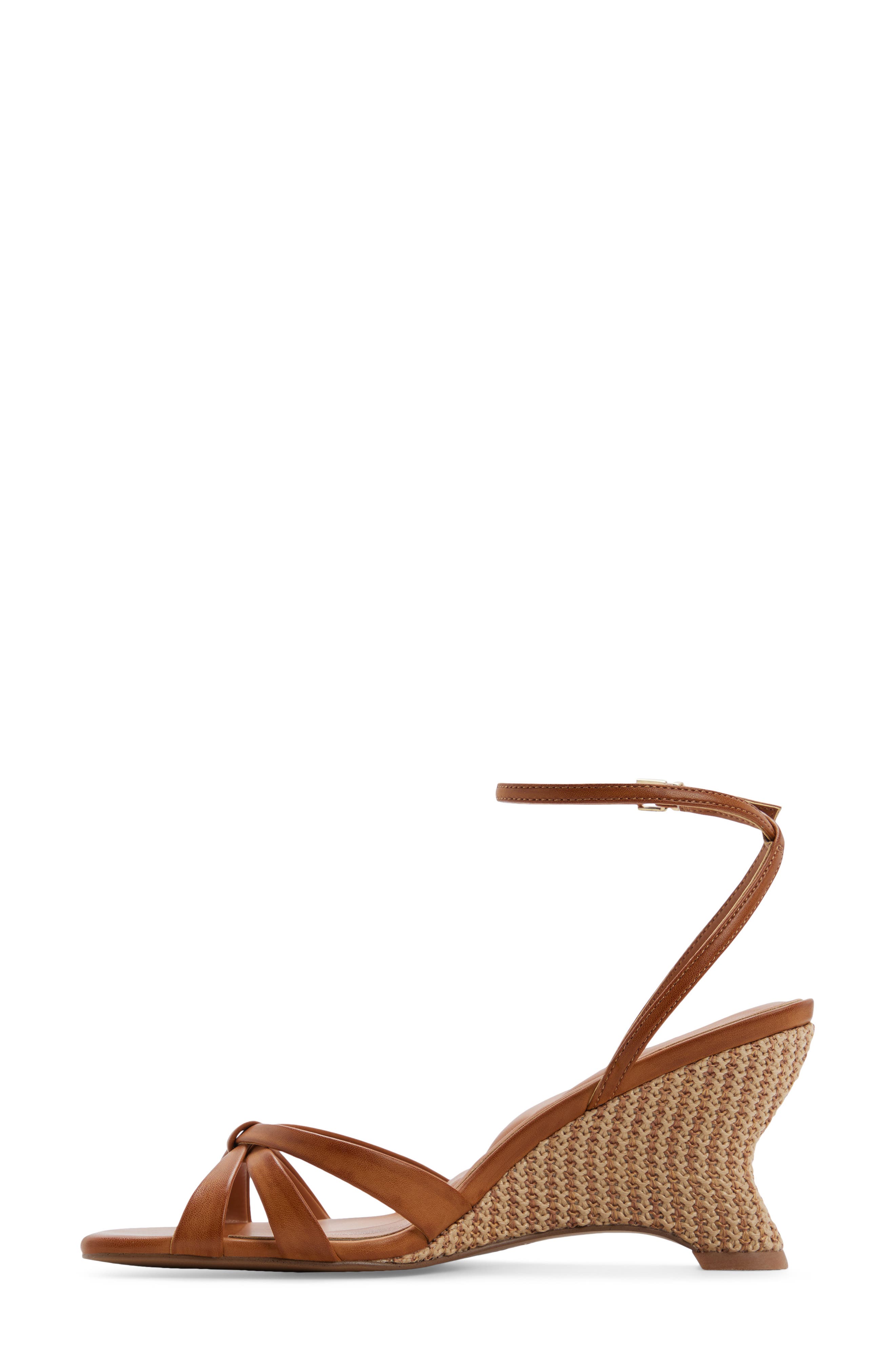 Ermanna Ankle Strap Wedge Sandal, Alternate, color, COGNAC