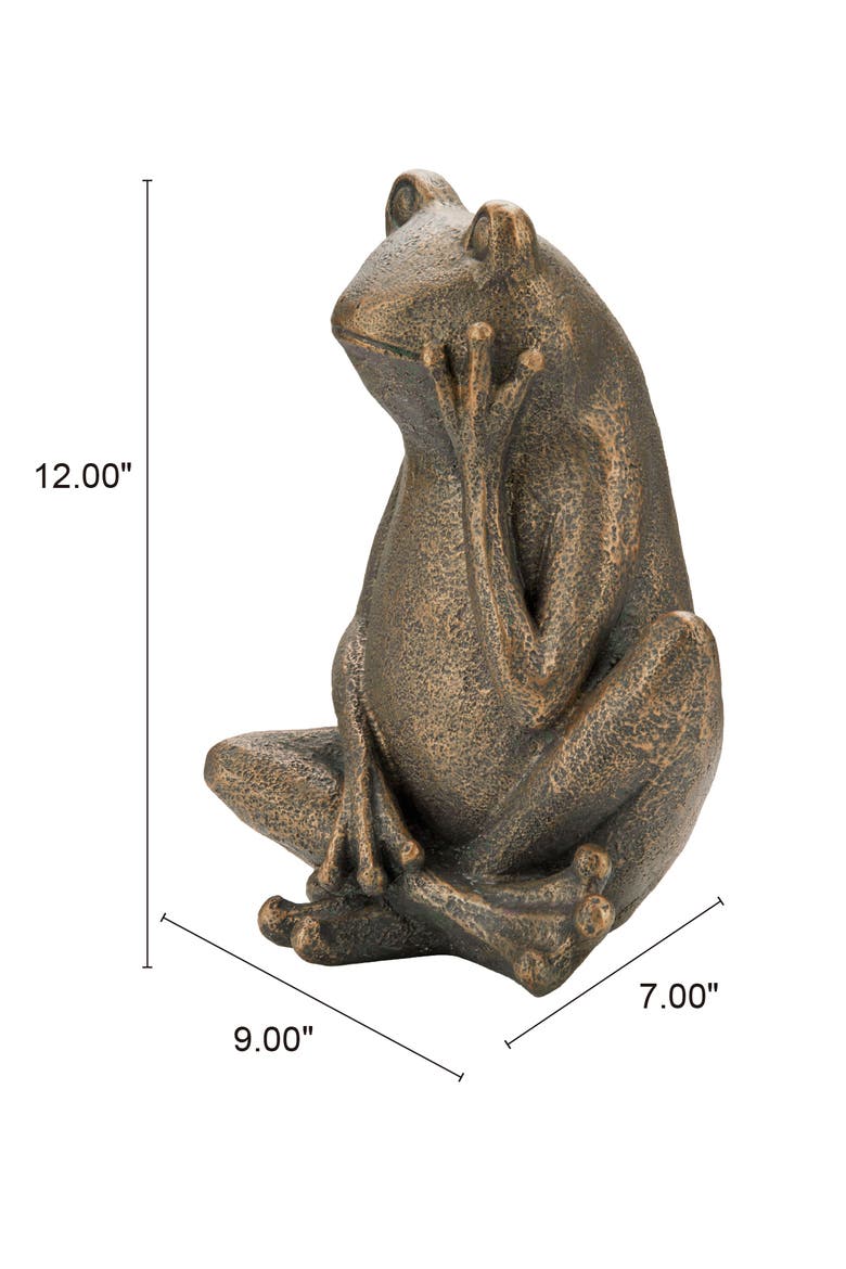 12"H Resin Bronze Sitting Frog Statue, Alternate, color, Brown