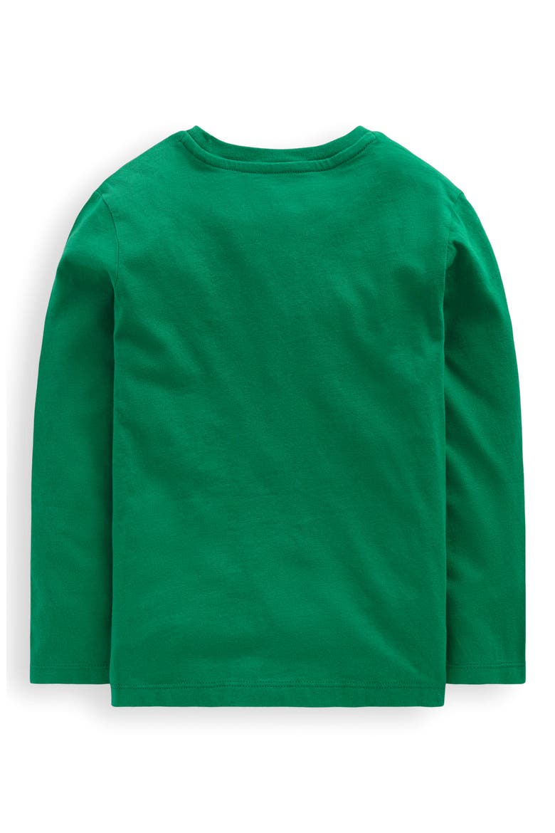 Kids' Fox Appliqué Long Sleeve Cotton Pocket T-Shirt, Alternate, color, SHADY GREEN FOXES