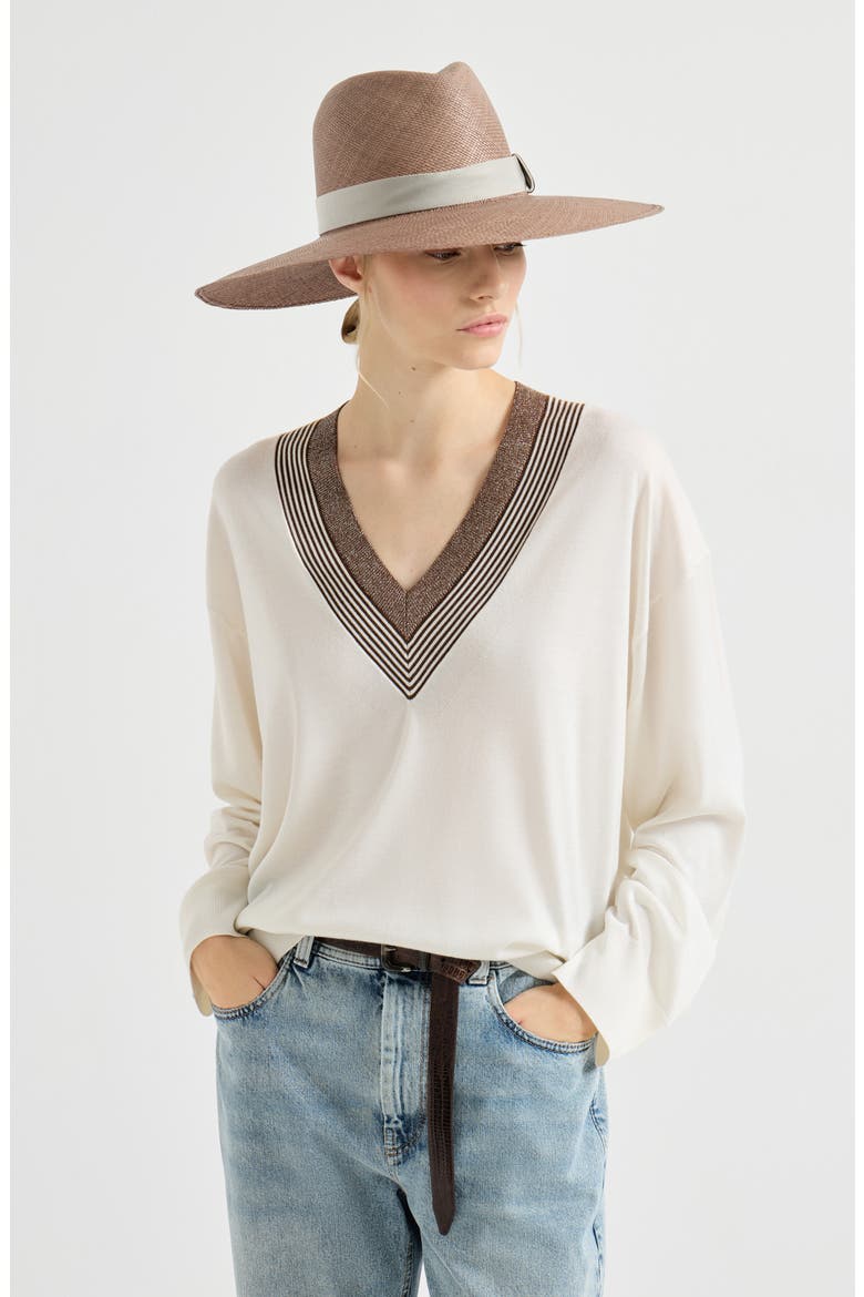 Cashmere and silk lightweight sweater, Alternate, color, White