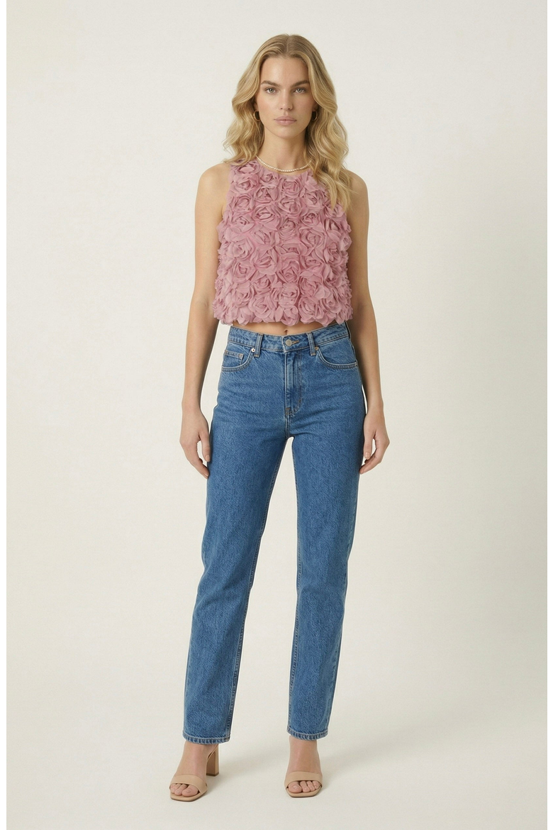 Floral Appliqué Sleeveless Top, Alternate, color, Dusty Rose