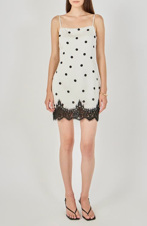 Lace Polka Dot Slip Minidress