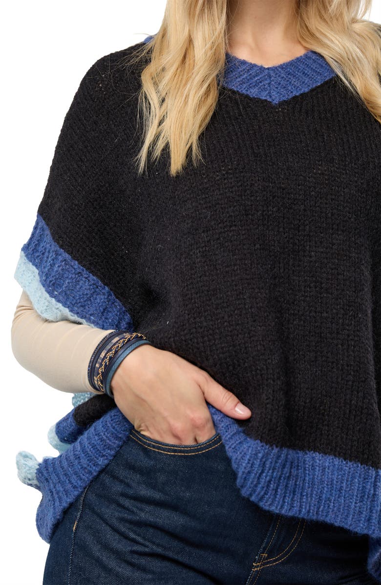 SAACHI Striped V-Neck Sweater, Alternate, color, Black