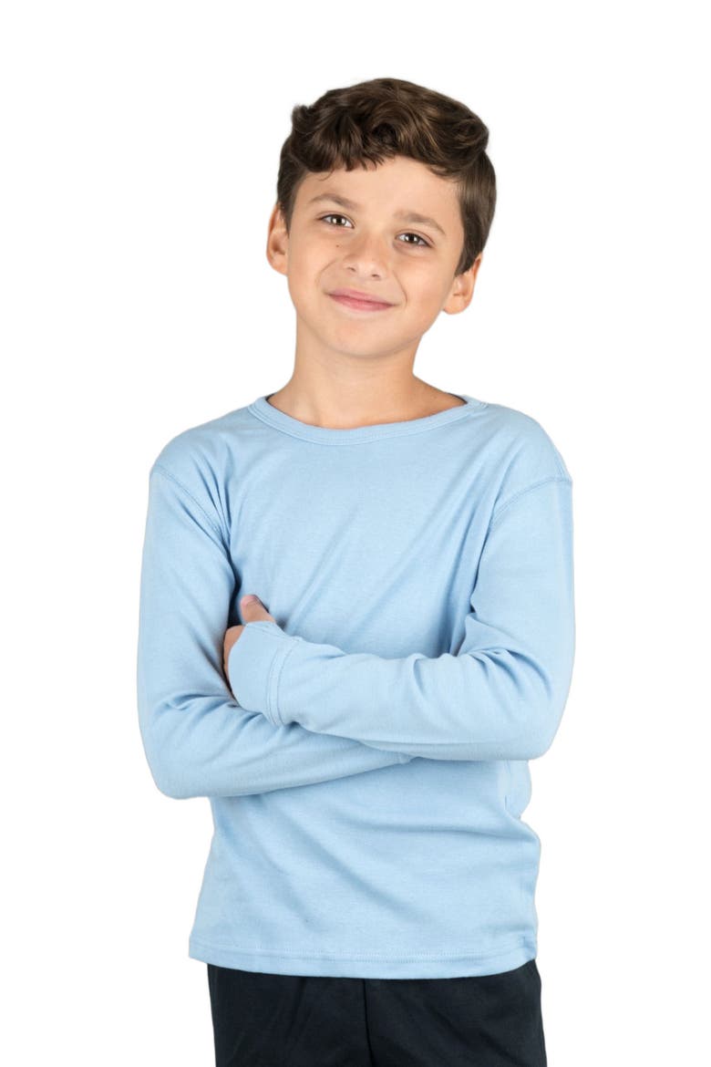 Kids Long Sleeve T-Shirt, 100% Cotton, Solid Colors, Main, color, LIGHT BLUE