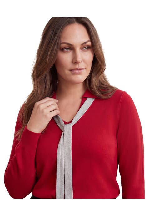 Pullover Tie Collar Sweater