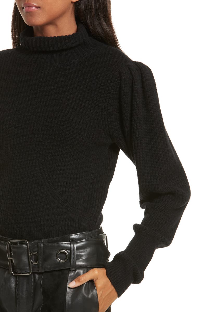 FRAME Wool & Cashmere Puff Sleeve Turtleneck Sweater, Alternate, color, 