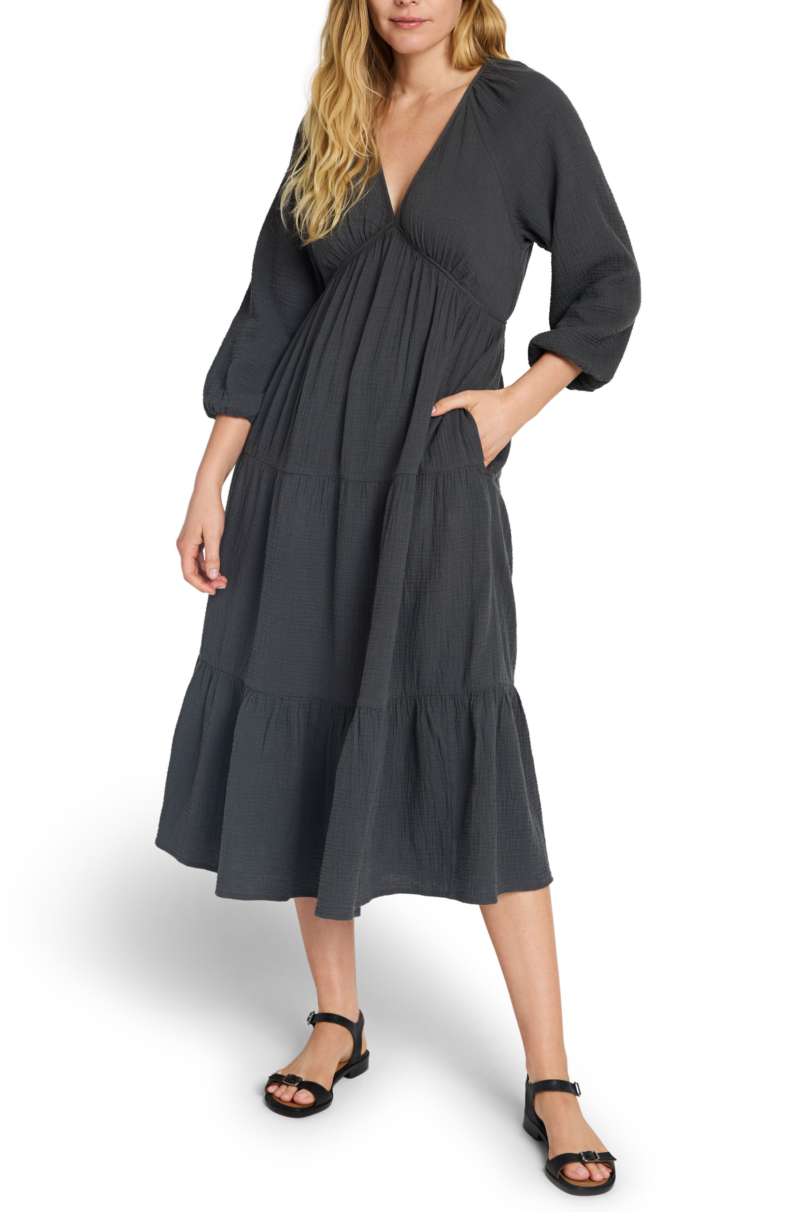 Faherty Dream Organic Cotton Gauze Midi Dress (Women)