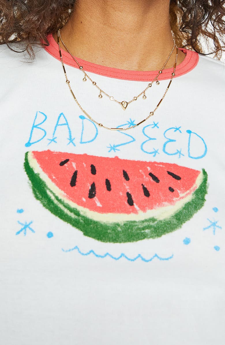 MOTHER The Itty Bitty Cotton Graphic Baby Tee, Alternate, color, Bad Seed