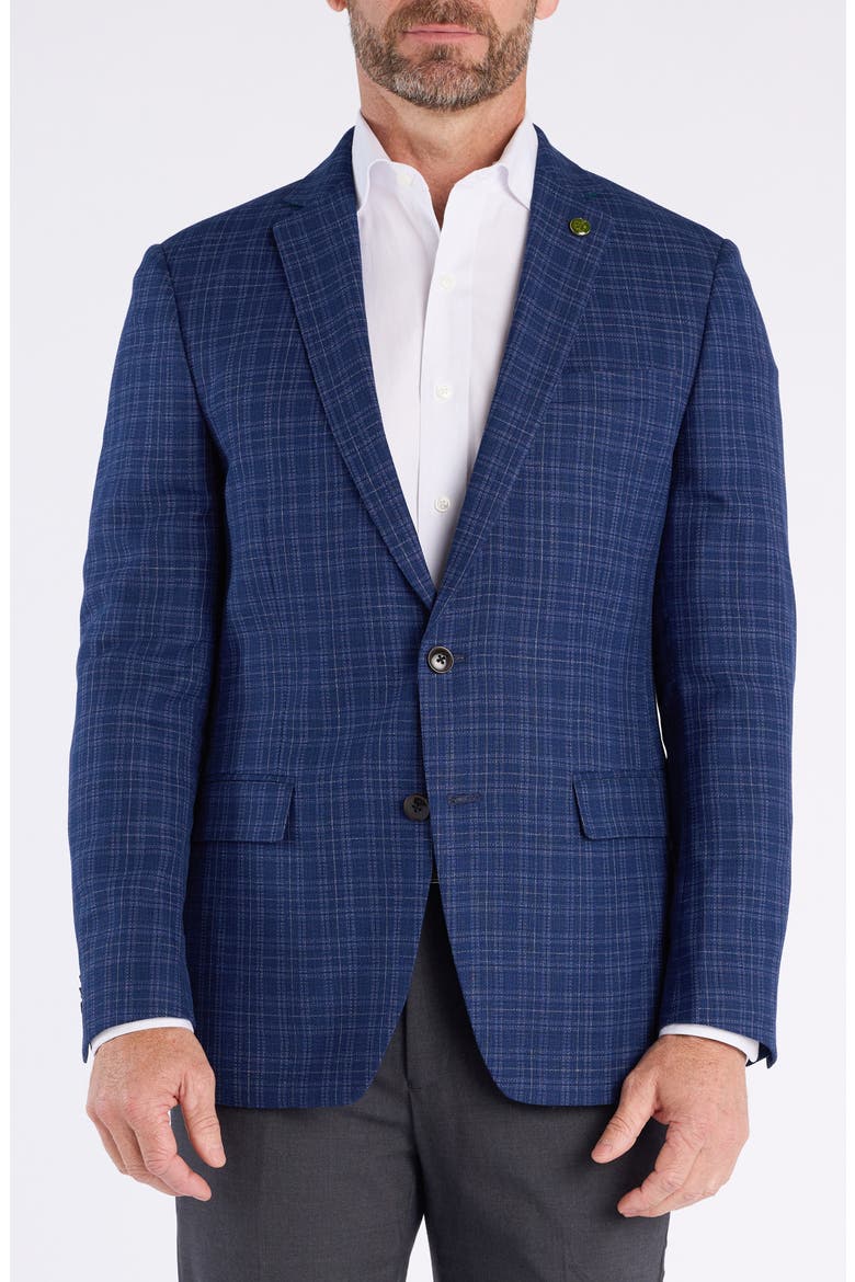 Plaid Wool Blend Sport Coat, Main, color, NAVY