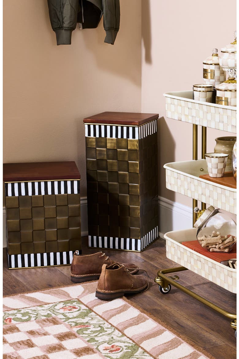 Courtly Stripe Tall Storage Bin, Alternate, color, BRASS