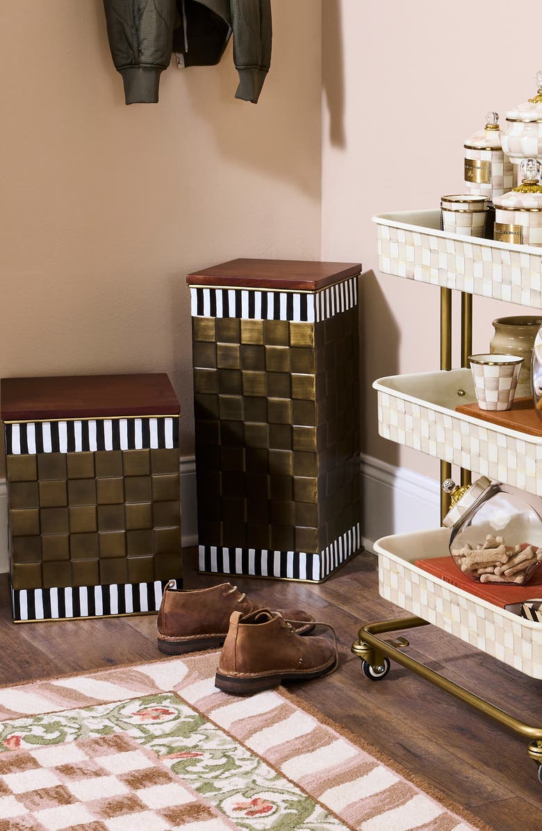 MACKENZIE CHILDS Courtly Stripe Tall Storage Bin, Alternate, color, Brass