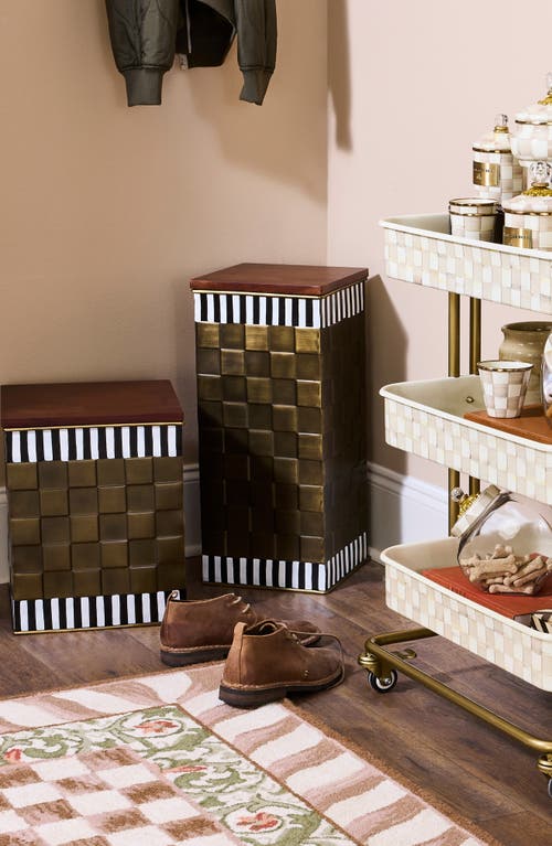 Mackenzie-childs Mackenzie Childs Courtly Stripe Tall Storage Bin In Brown