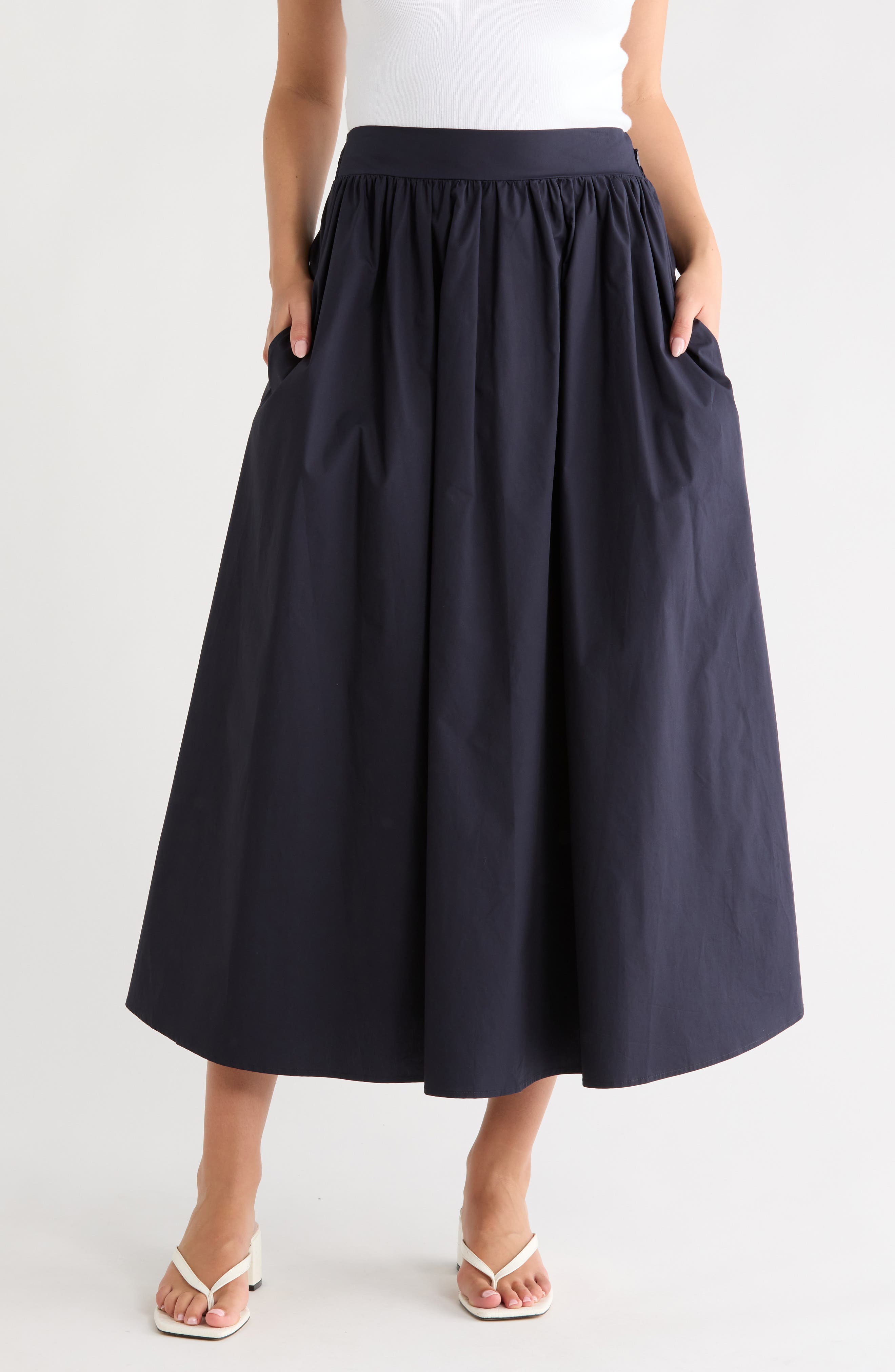 Susana Monaco Cotton Poplin Midi Skirt