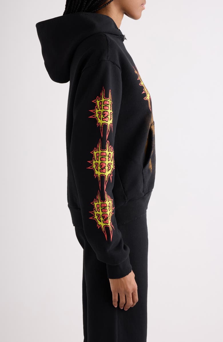 Balenciaga Medium Fit Distressed Sacré Couer Graphic Hoodie, Alternate, color, 1000 Black