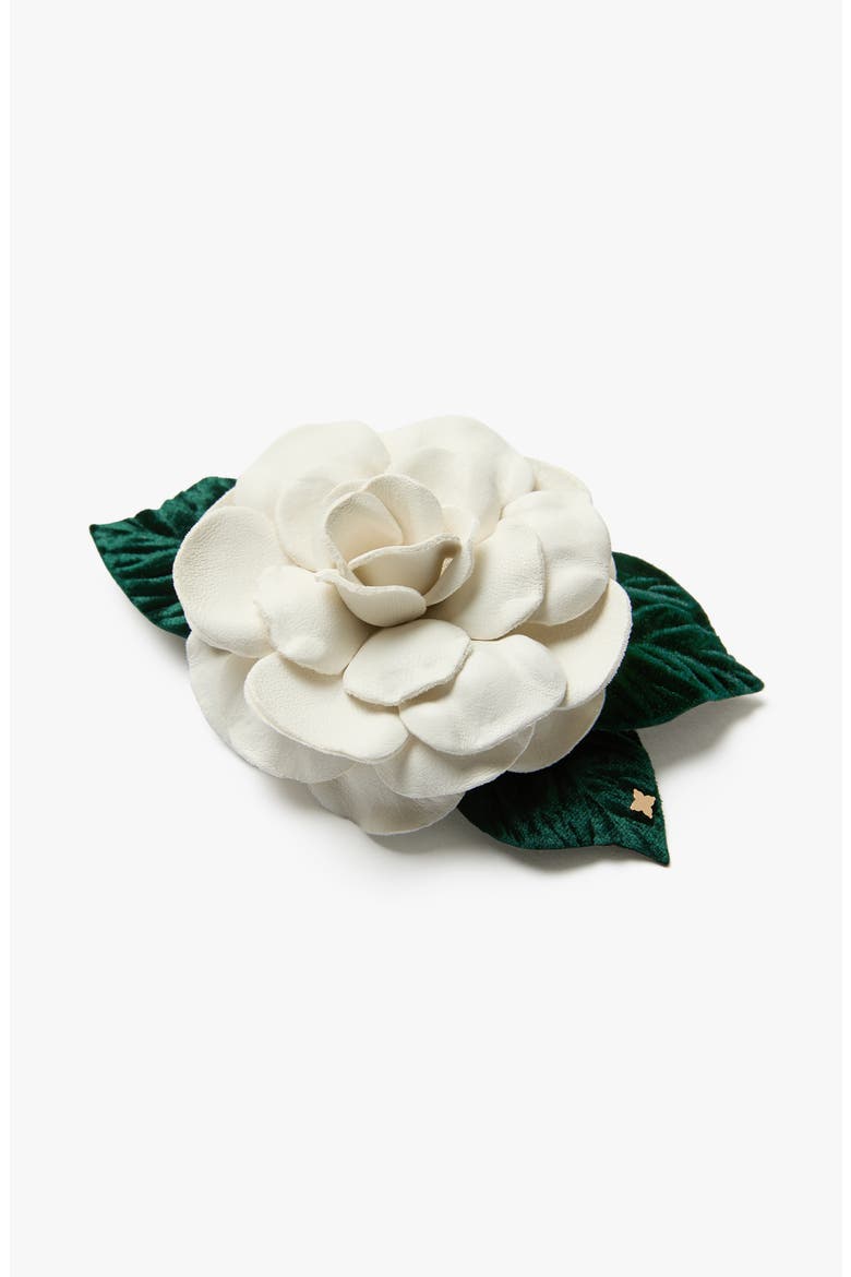 The Small White Gardenia Floral Brooch, Alternate, color, White