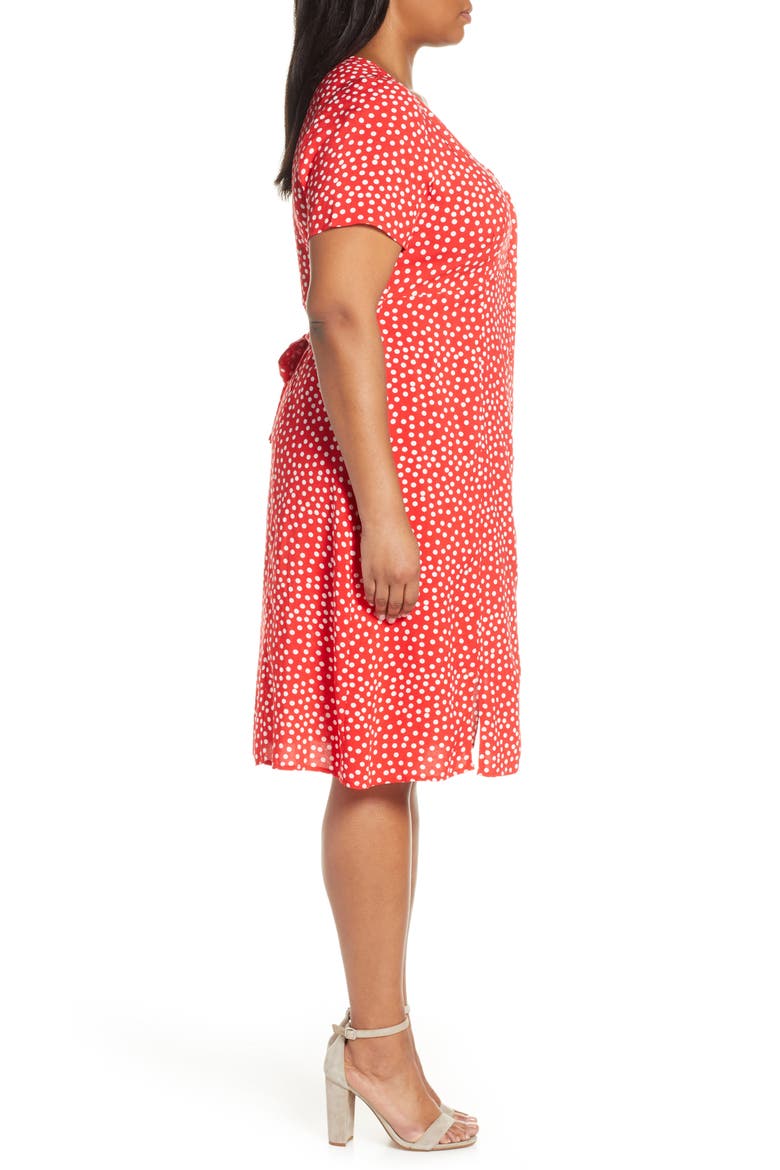Adeline Polka Dot Empire Waist Dress, Alternate, color, RED/ MILK