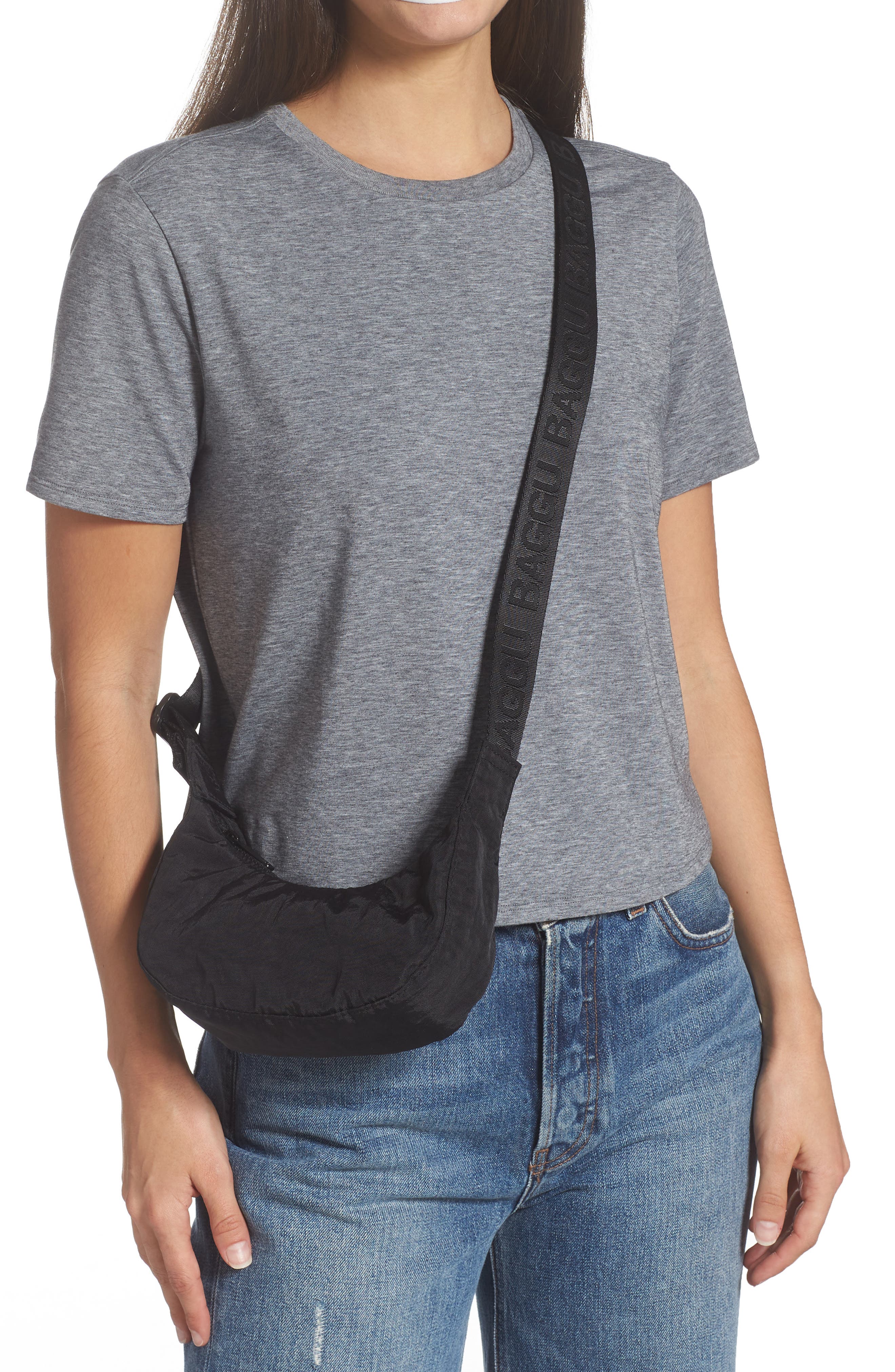 Baggu Mini Crescent Nylon Shoulder Bag, Alternate, color, 