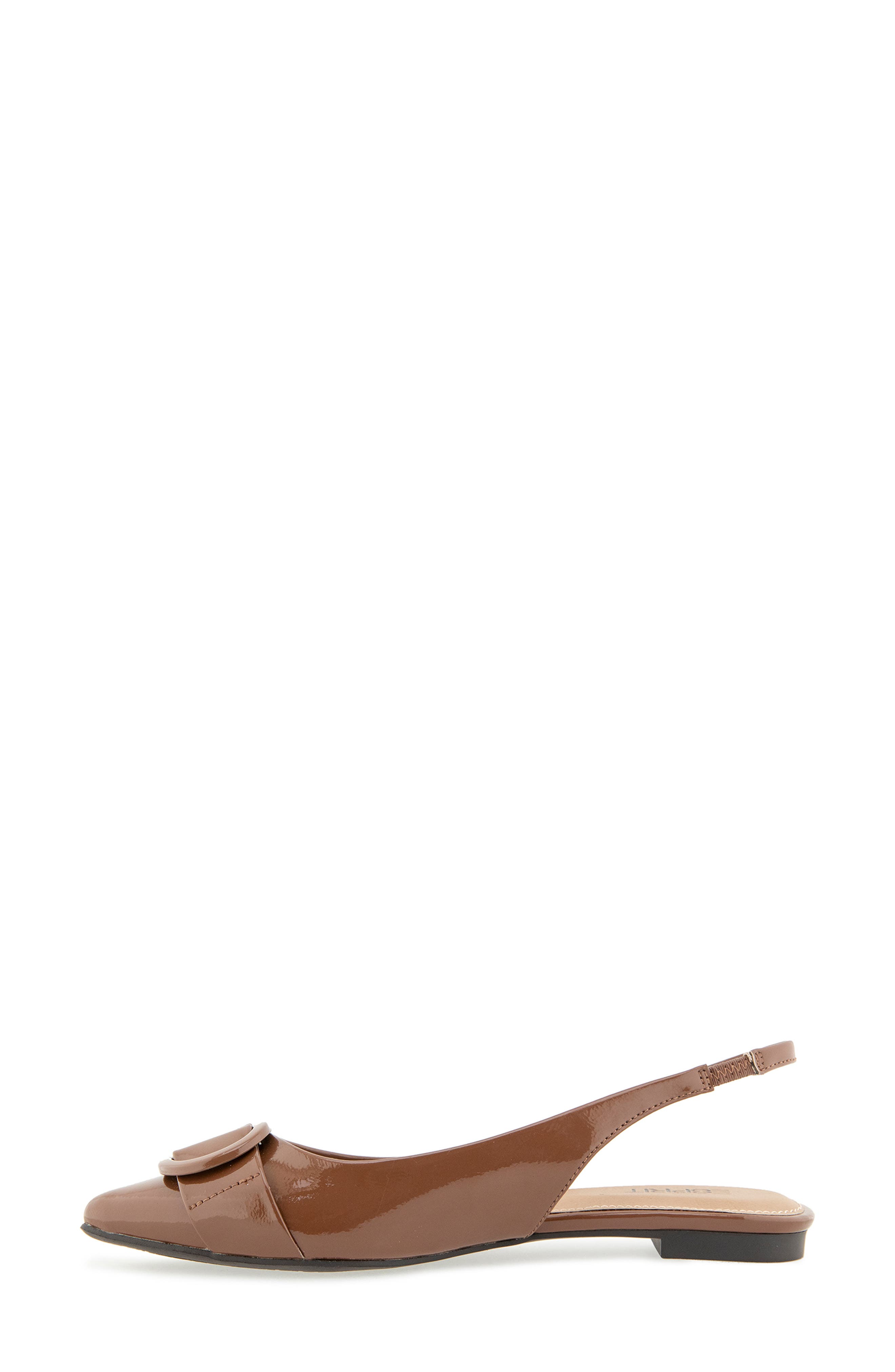 Preslee Faux Leather Slingback Flat, Alternate, color, BROWN CRINKLE PATENT