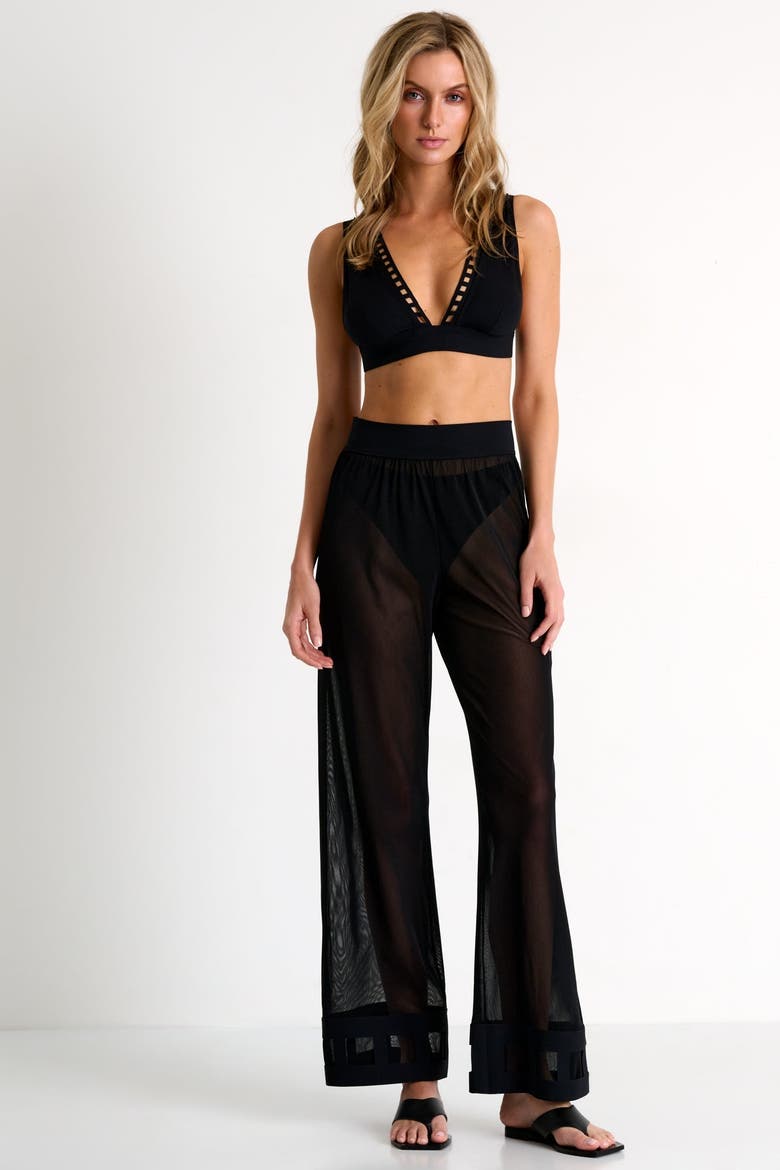 Mesh Pants With Mosaic Cutout, Main, color, Black