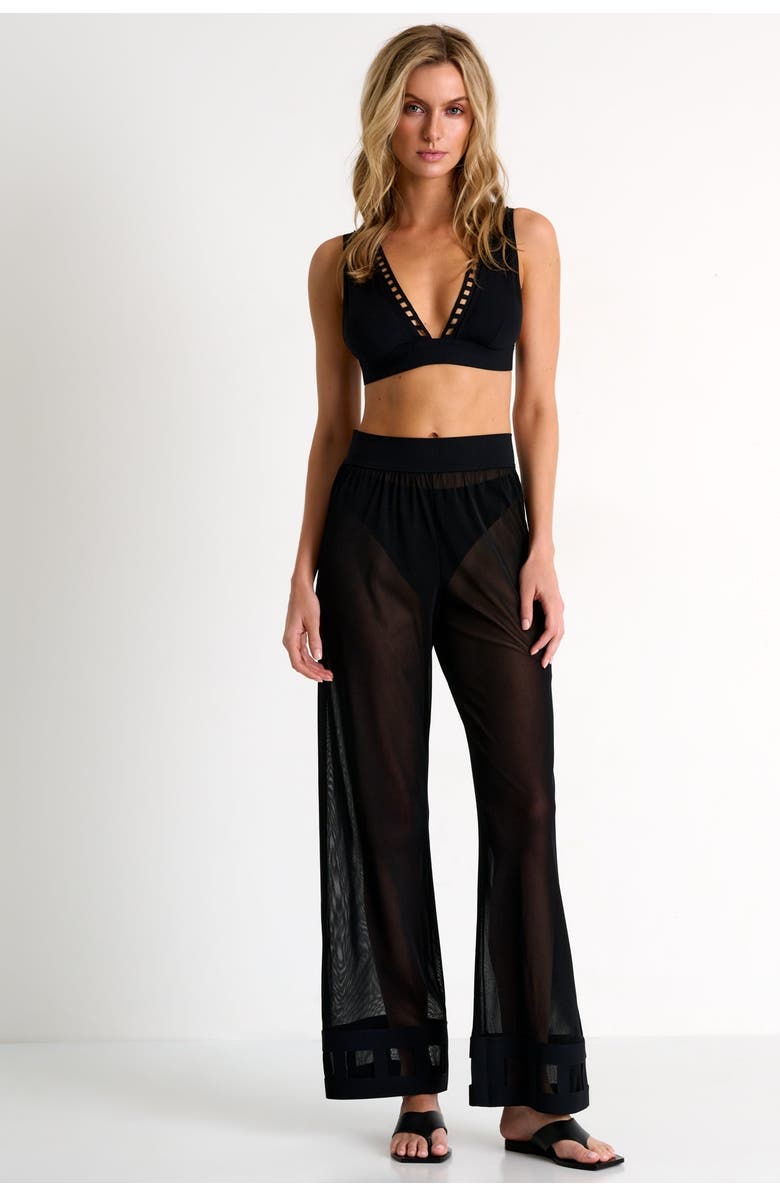 SHAN Mesh Pants With Mosaic Cutout, Main, color, Black