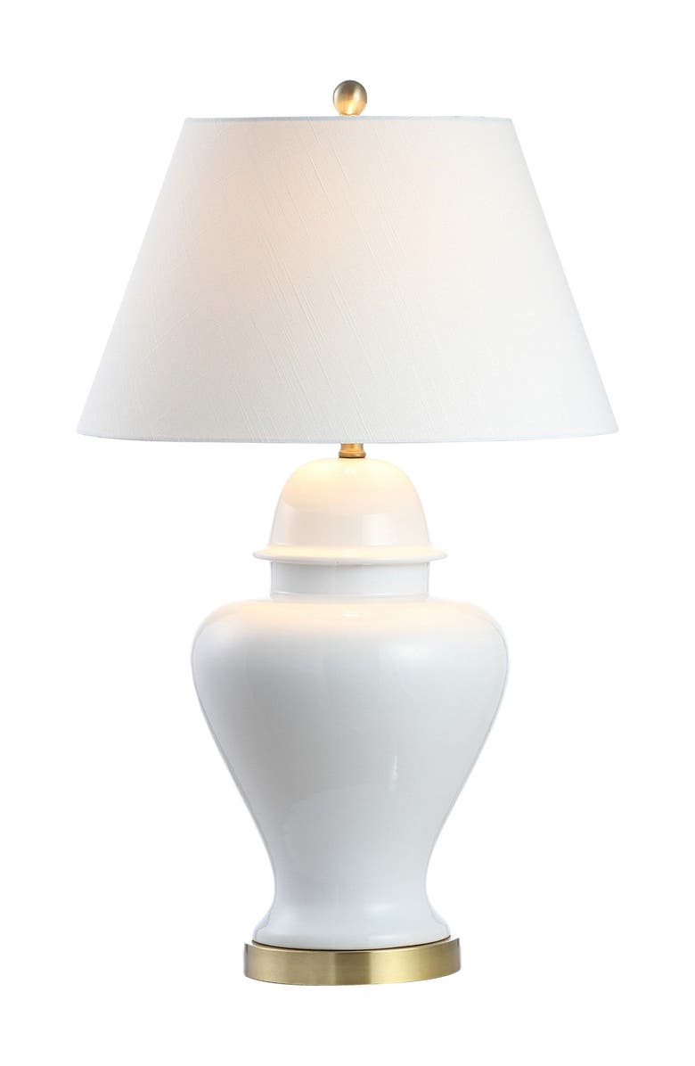 JONATHAN Y Sagwa 33" Ceramic/Iron Modern Classic LED Table Lamp, Main, color, White
