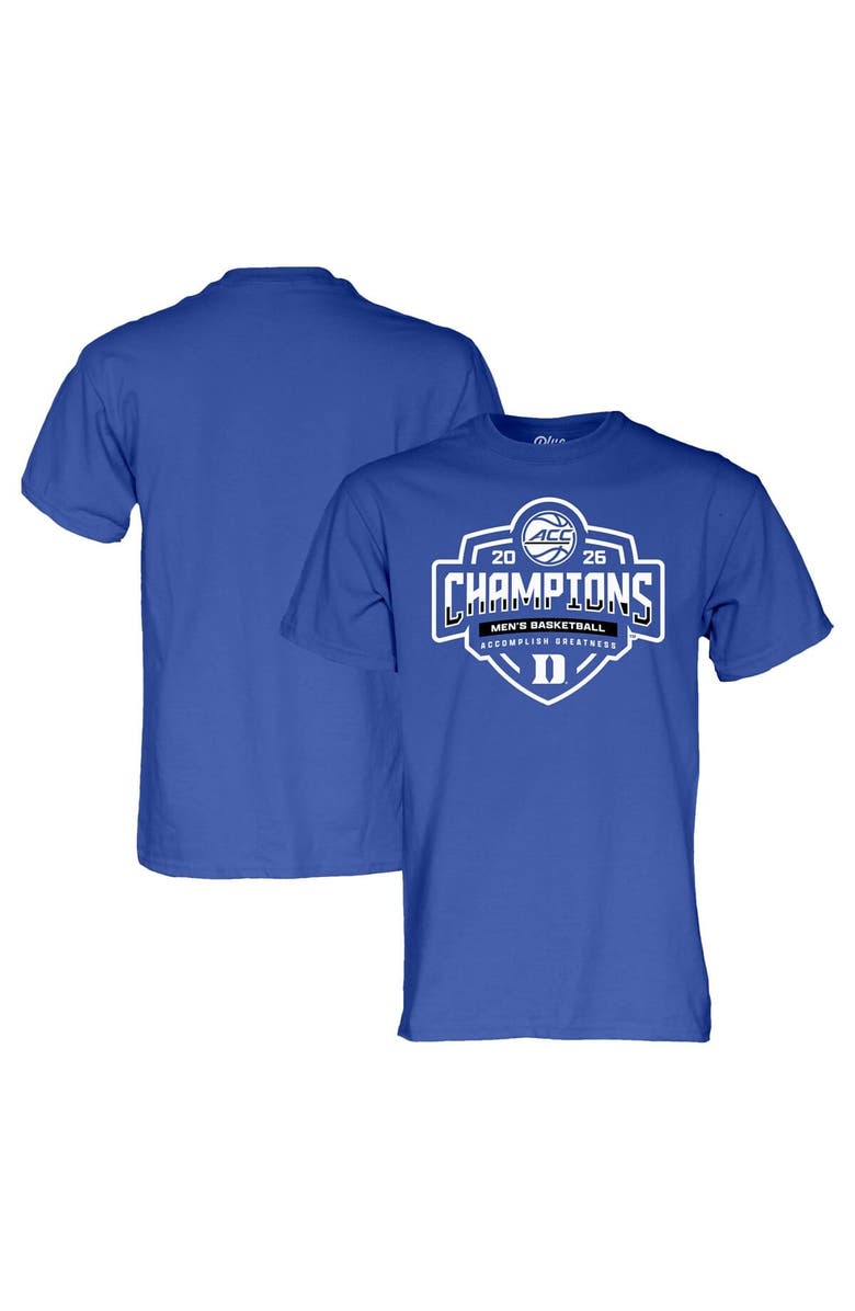 BLUE 84 Unisex Blue 84 Royal Duke Blue Devils 2026 ACC Men's Basketball Tournament Champions Locker Room T-Shirt, Main, color, Royal