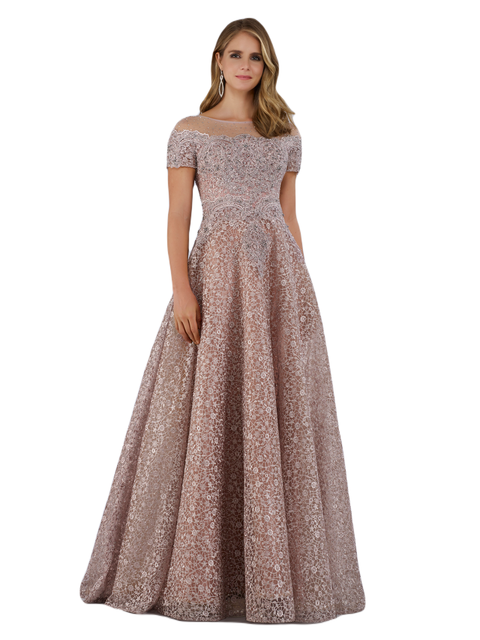 Sheer Off Shoulder Ball Gown