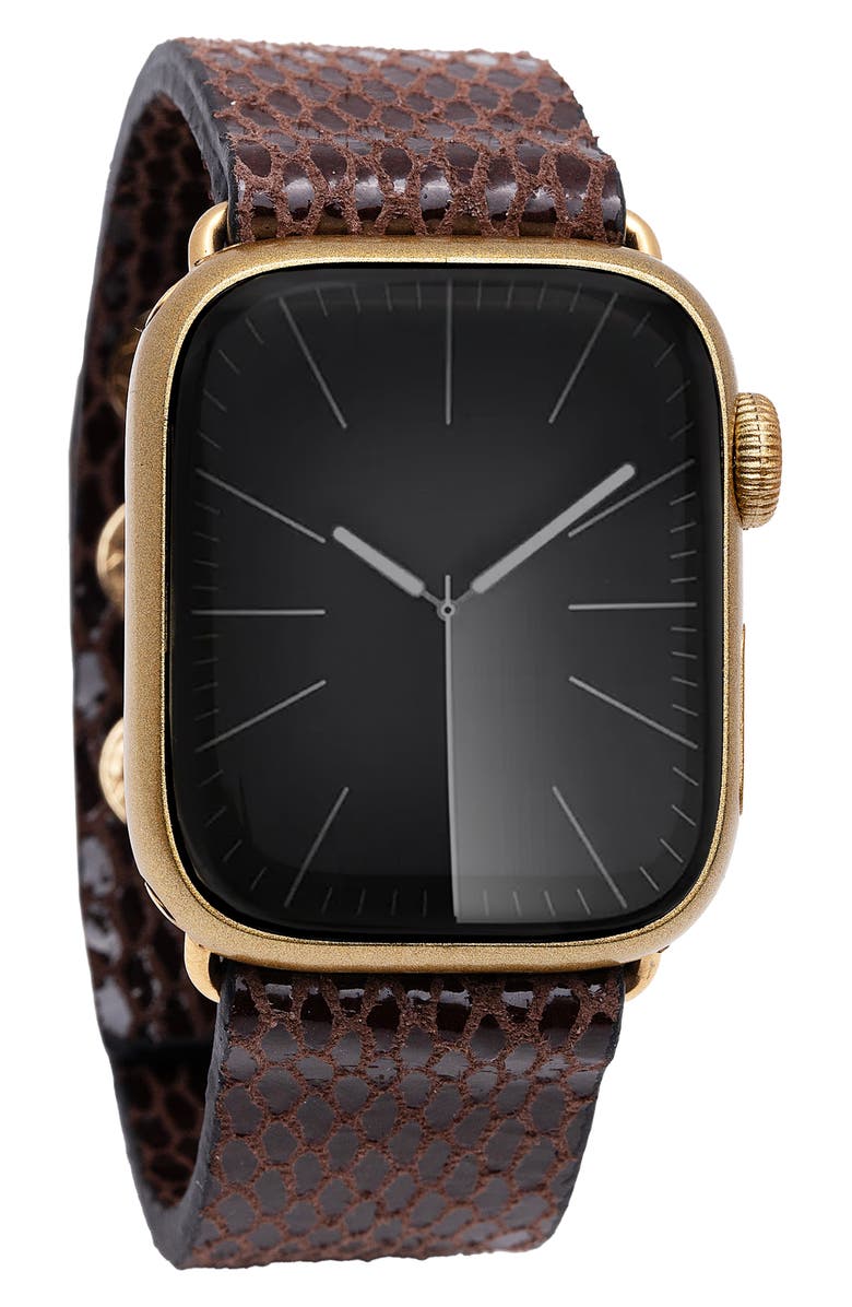 SAACHI Fish Scale Embossed Leather Apple Watch<sup>®</sup> Watchband, Alternate, color,