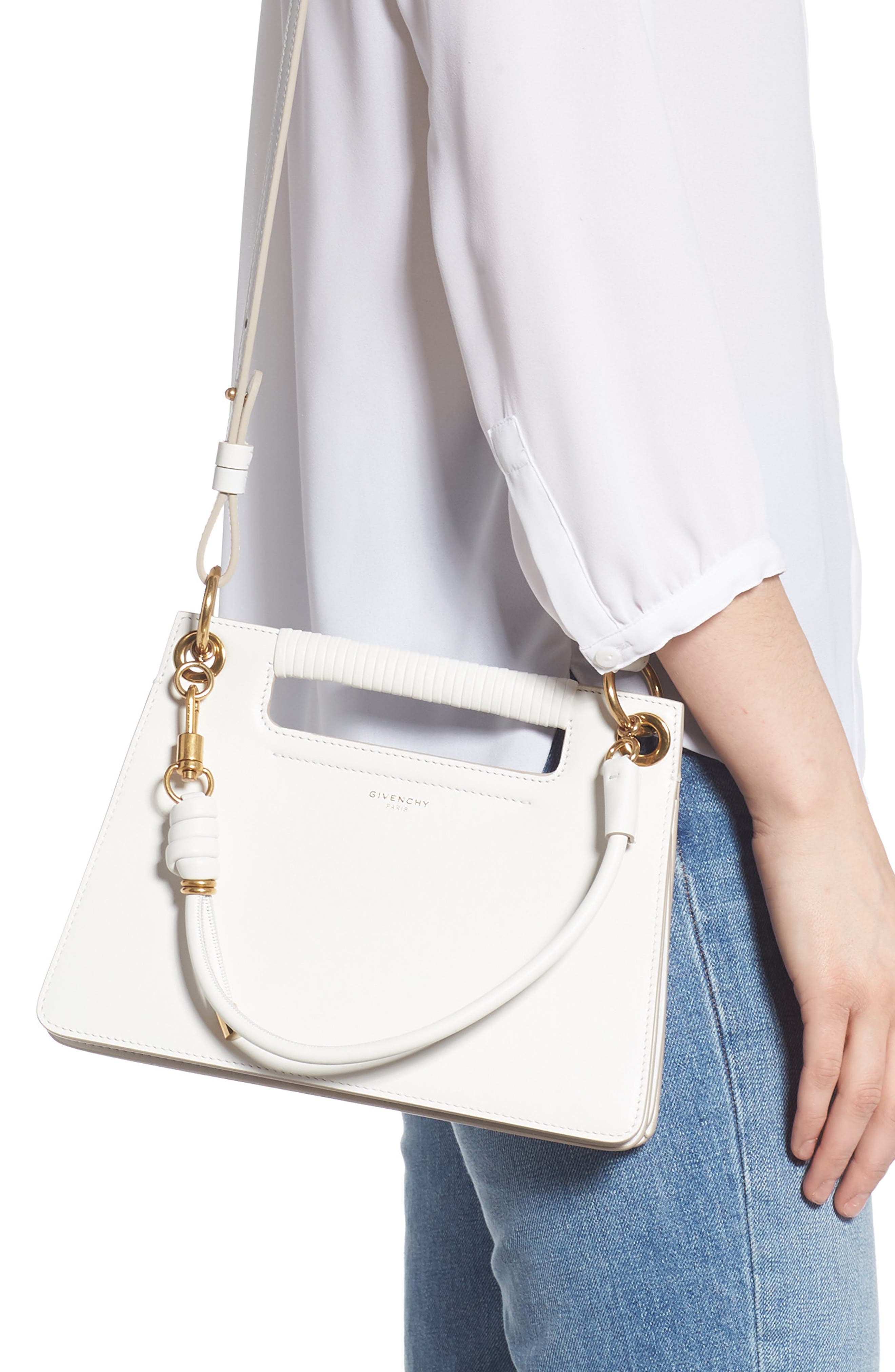 Small Whip Top Handle Bag, Alternate, color, WHITE