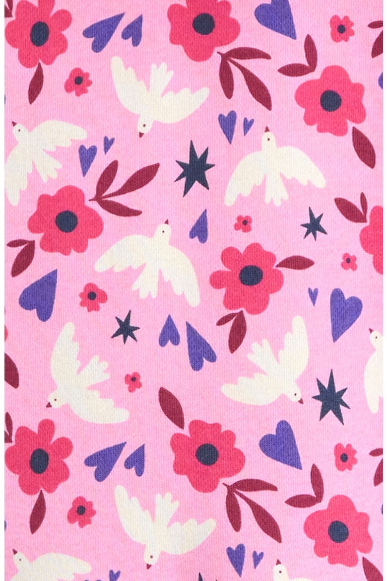 Kids' Long Sleeve Hooded Fleece Sweatshirt Dress, Alternate, color, PINK BEGONIA DAZZLE DOVES