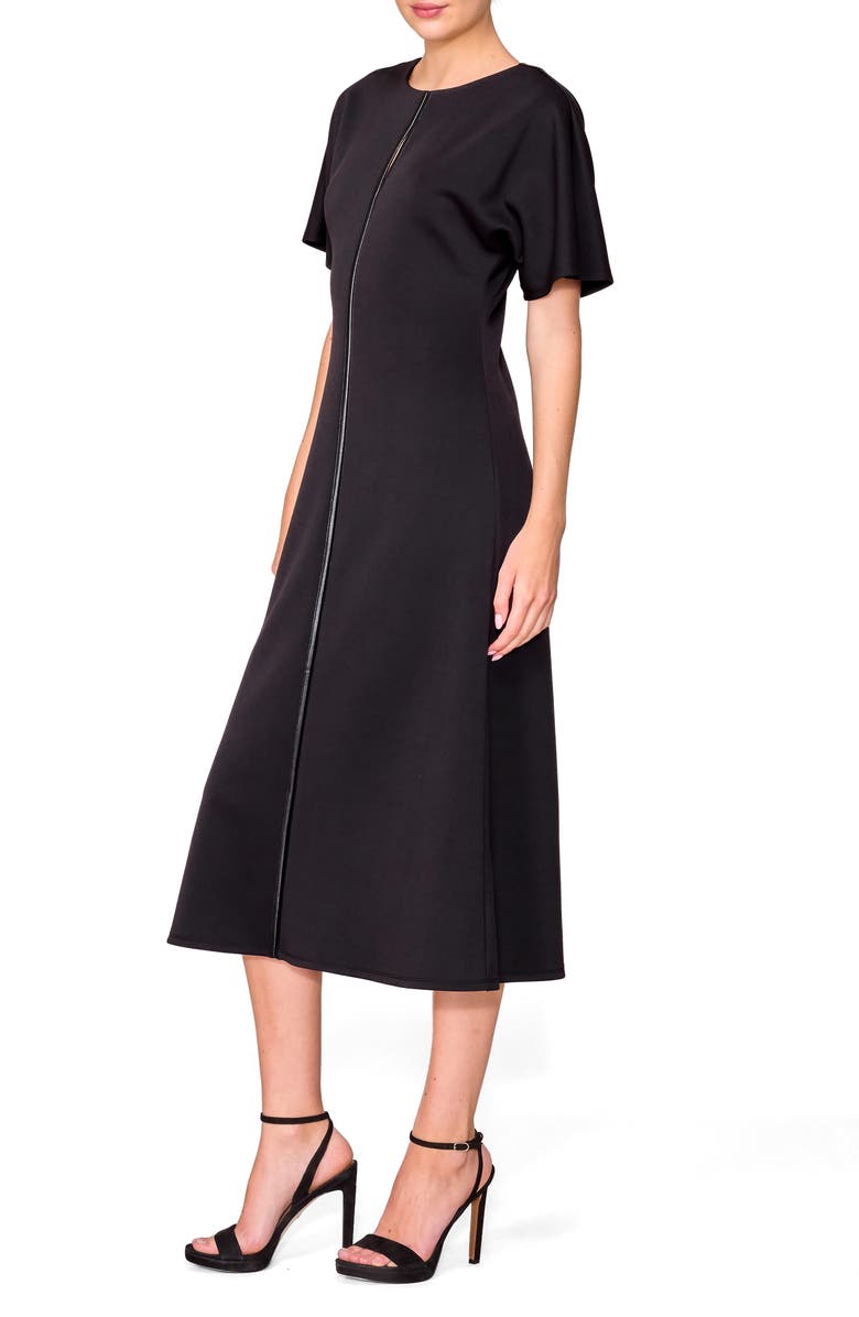 MELLODAY Luxe Keyhole Cutout Fit & Flare Dress, Alternate, color, Black