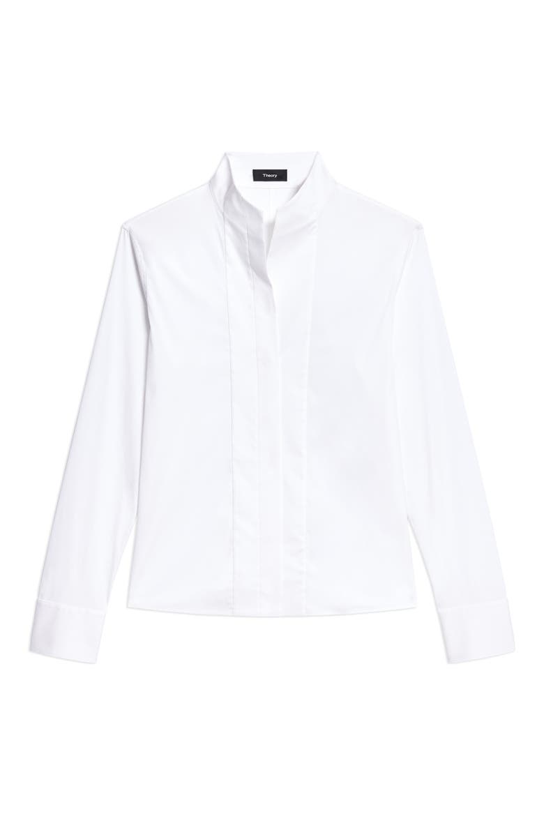 Tailored Cotton Blend Button-Up Shirt, Alternate, color, WHITE - 100
