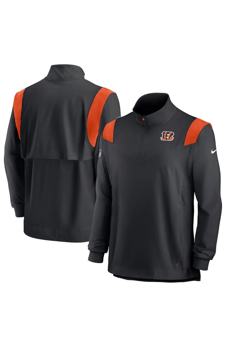 Nike Men's Nike Black Cincinnati Bengals Sideline Coach Chevron Lockup Quarter-Zip Long Sleeve Top, Main, color,