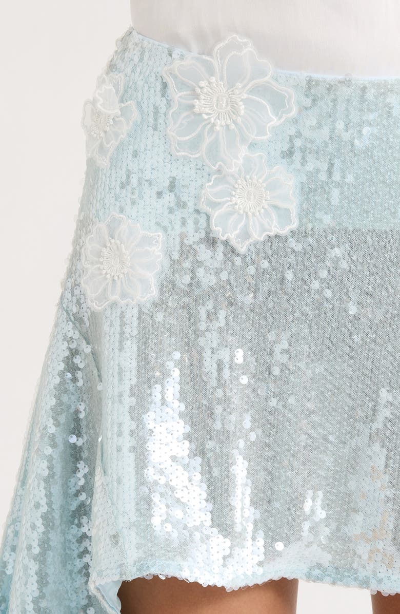 Avec Les Filles Floral Appliqué Handkerchief Hem Miniskirt, Alternate, color, Ice Blue