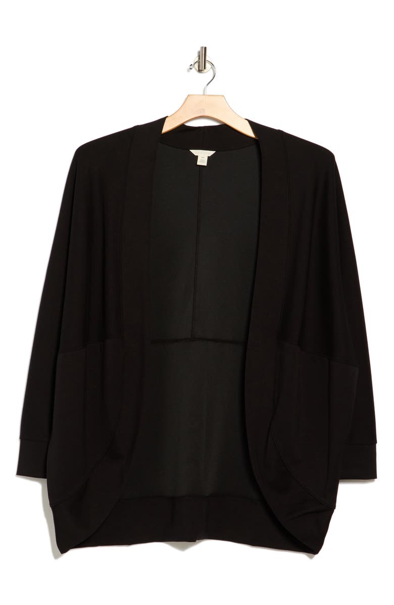 Caslon<sup>®</sup> Long Sleeve Scuba Knit Cocoon Cardigan, Alternate, color, Black