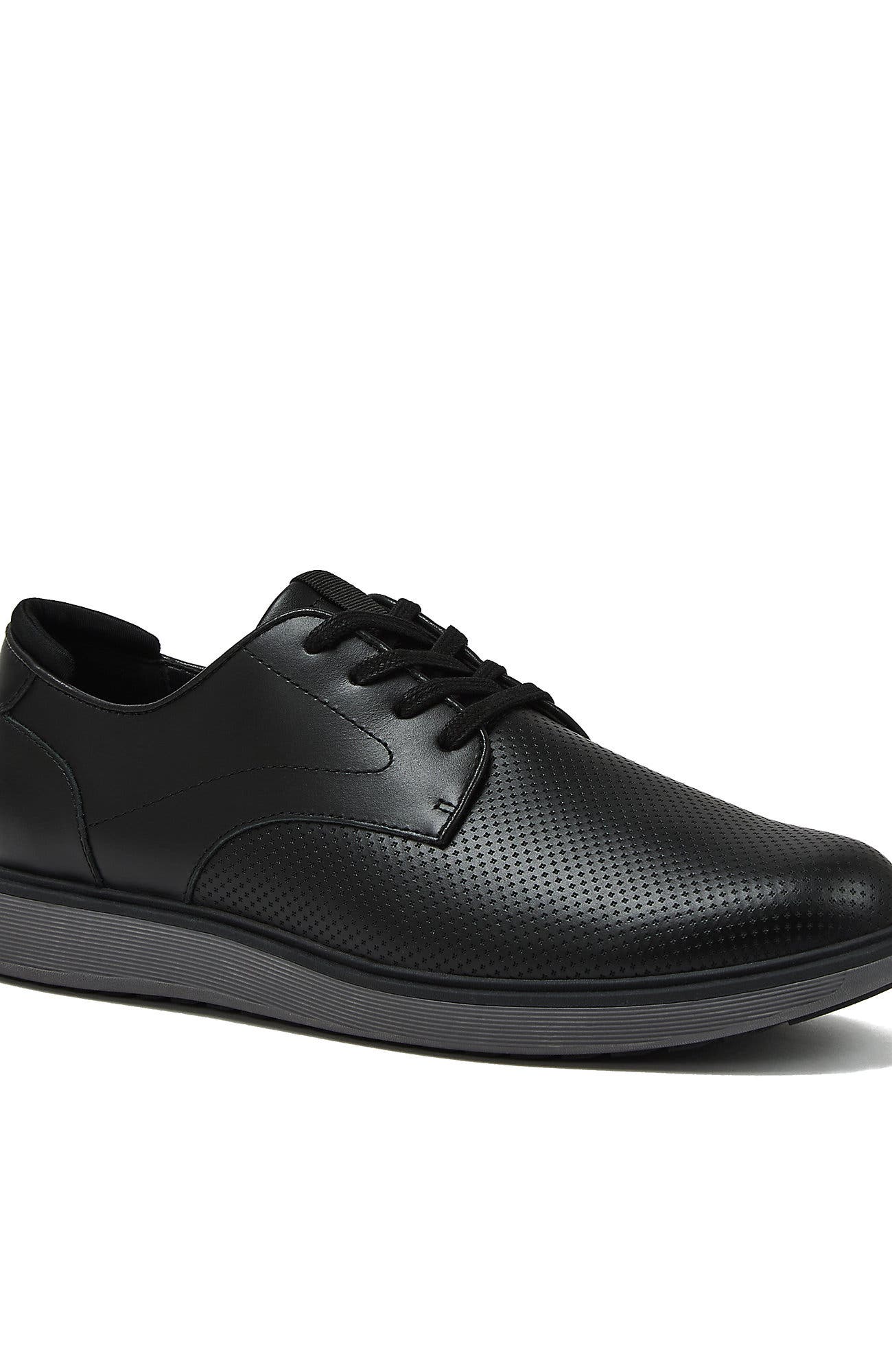 Lands
 End Leather Lace Up Derby Oxfords, Main, color, Black