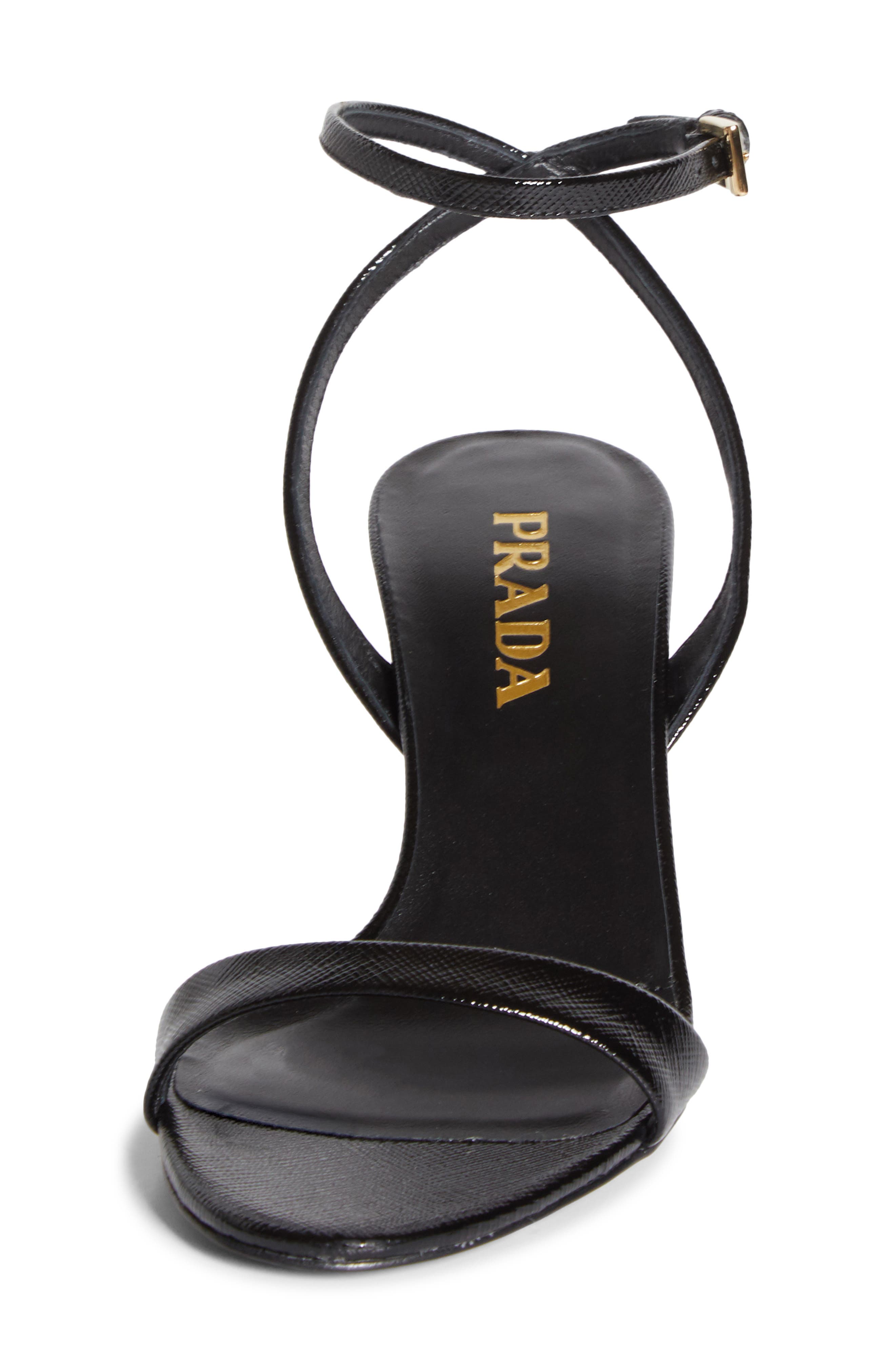 Saffiano Leather Ankle Strap Sandal, Alternate, color, NERO