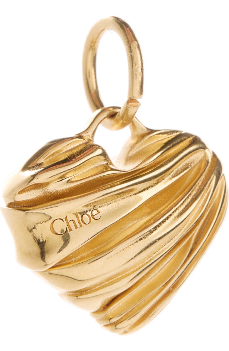 Chloé Logo Heart Charm, Main, color, Gold Color