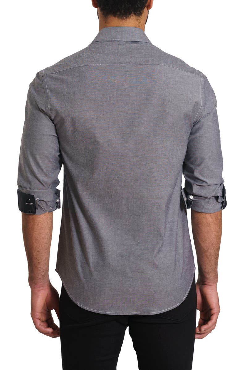 Jared Lang Trim Fit Solid Button-Up Shirt, Alternate, color, Grey