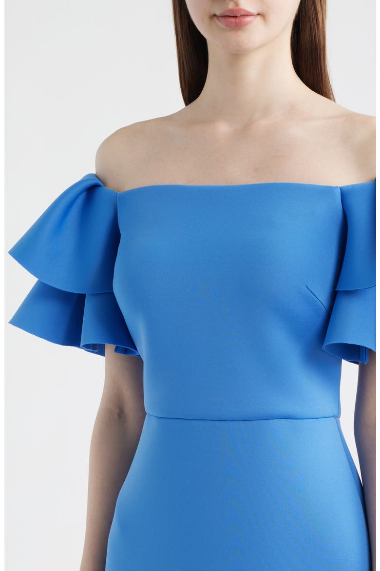 Ruffle Off the Shoulder Mermaid Gown, Alternate, color, PERIWINKLE