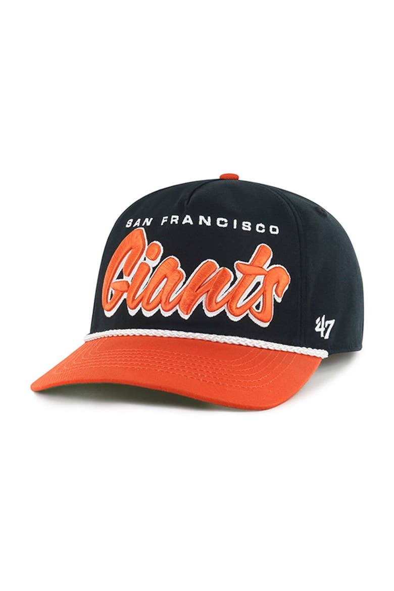Men's '47 Black San Francisco Giants Dropshadow Rope Hitch Adjustable Hat, Alternate, color, Black