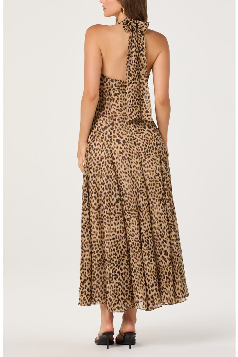 Myra Cheetah Print Halter Neck Midi Dress, Alternate, color, CHEETAH
