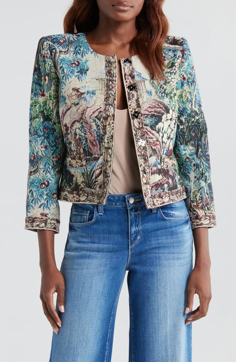 Lian Collarless Crop Cotton Blend Jacket
