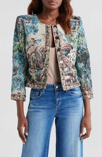 L'AGENCE Lian Collarless Crop Cotton Blend Jacket