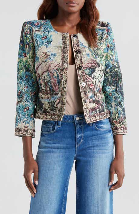 Lian Collarless Crop Cotton Blend Jacket