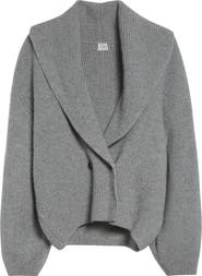 TOTEME Shawl Collar Wool Rib Cardigan