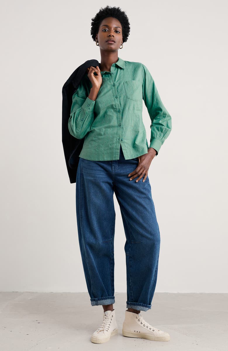 Seasalt Cornwall Isla Organic Cotton Shirt, Alternate, color, Sage Leaf
