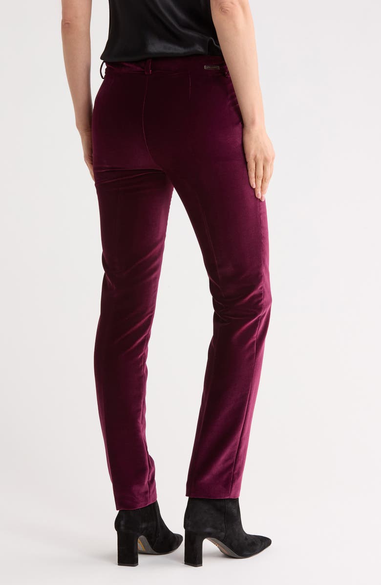 Longchamp Slim Fit Velvet Pants, Alternate, color, Plum