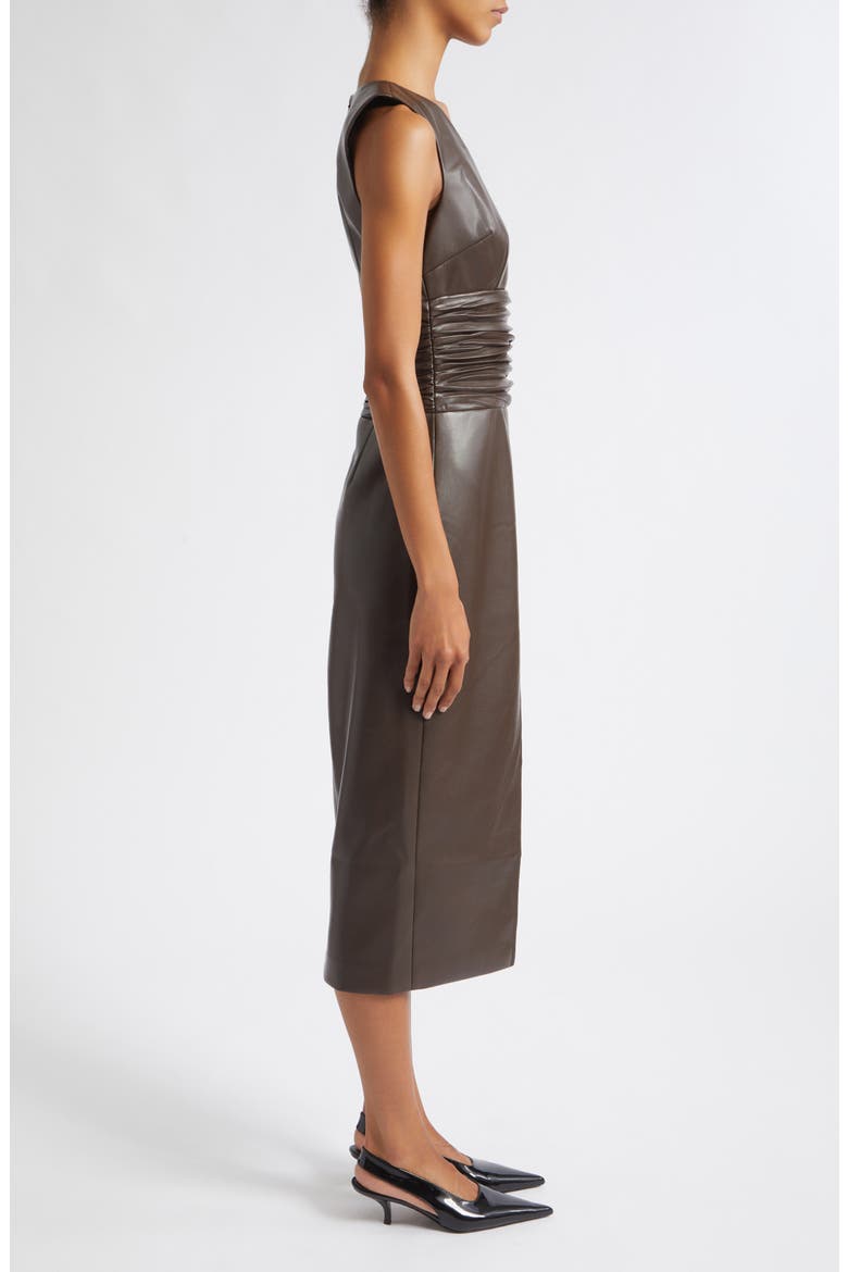 Fabiana Faux Leather Midi Dress, Alternate, color, ESPRESSO